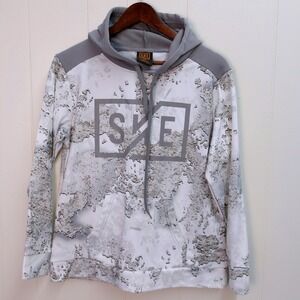 SNE Realtree Fishing‎ Hoodie White Gray Camo Outdoor Hunting Pullover M /#8058